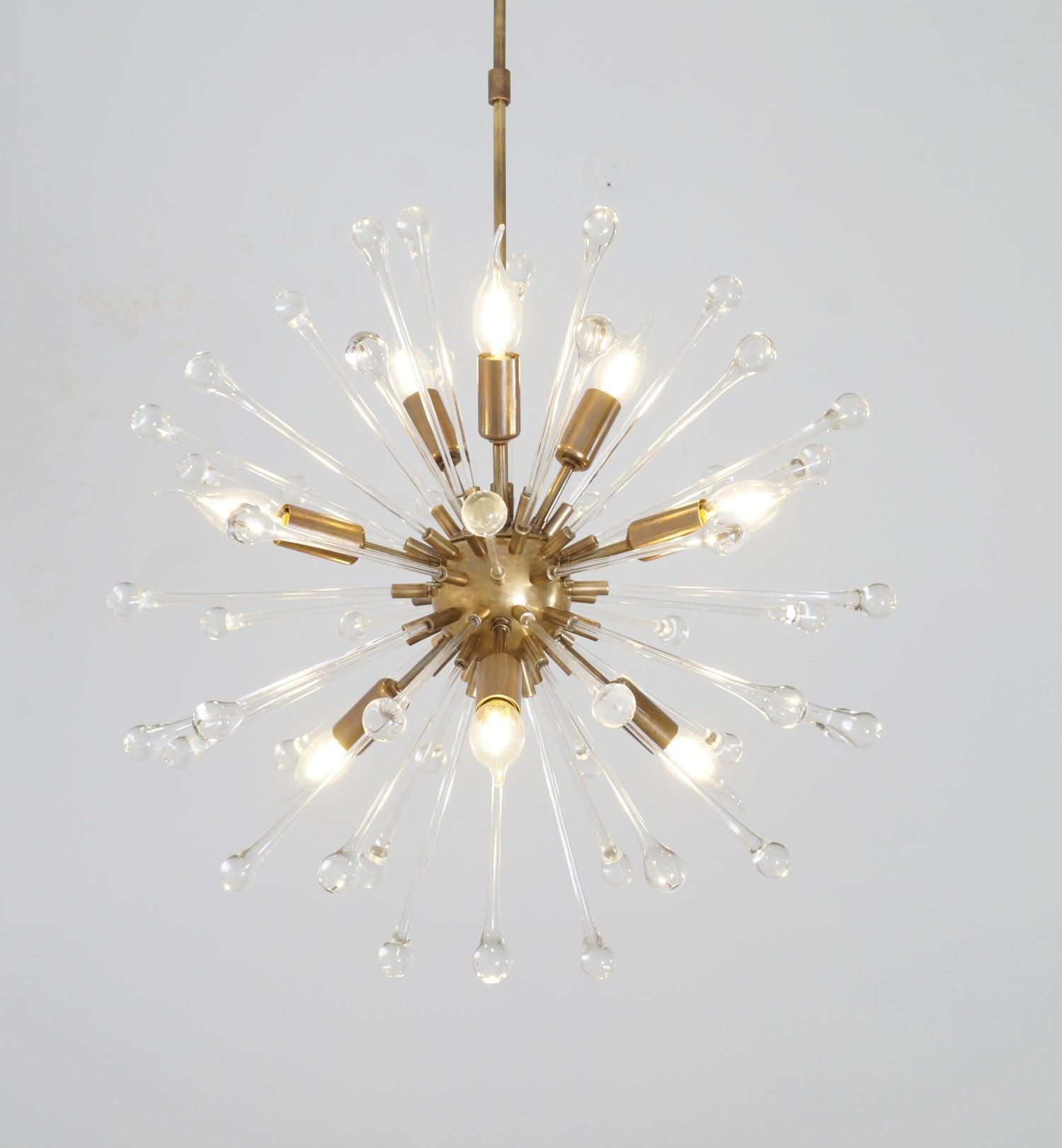 Hand Blown Italian Murano Glass Crystal Dandelion Chandelier - Doozie Light Studio