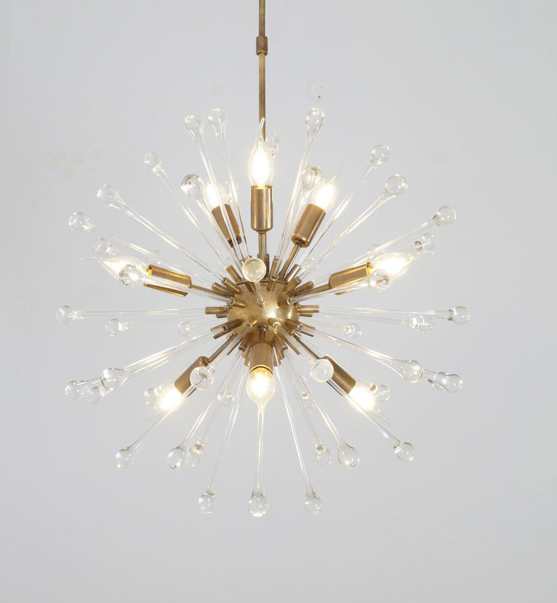 Hand Blown Italian Murano Glass Crystal Dandelion Chandelier - Doozie Light Studio