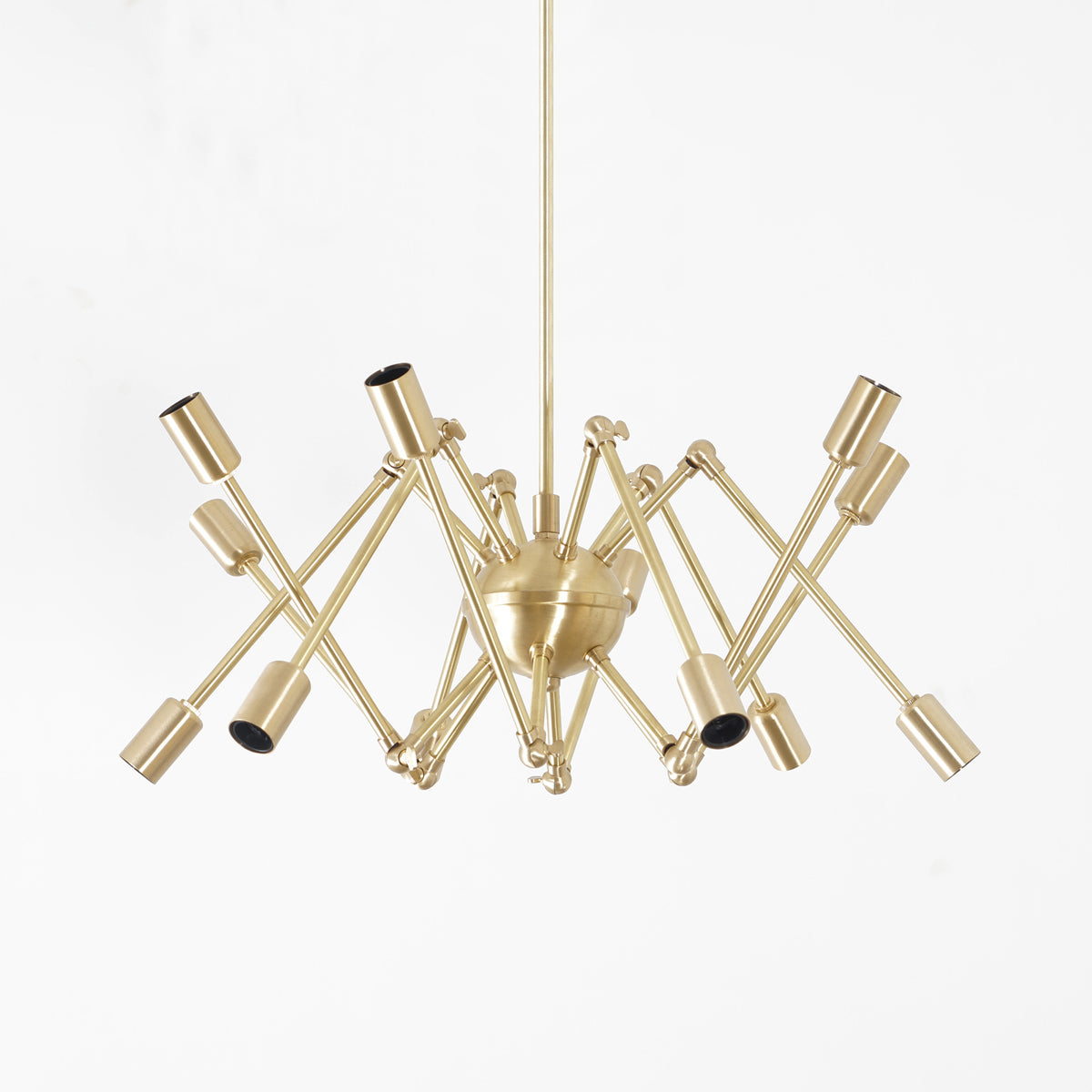 Modern Brass 12 Swivel Arm Sputnik Chandelier Light Fixture - Doozie Light Studio