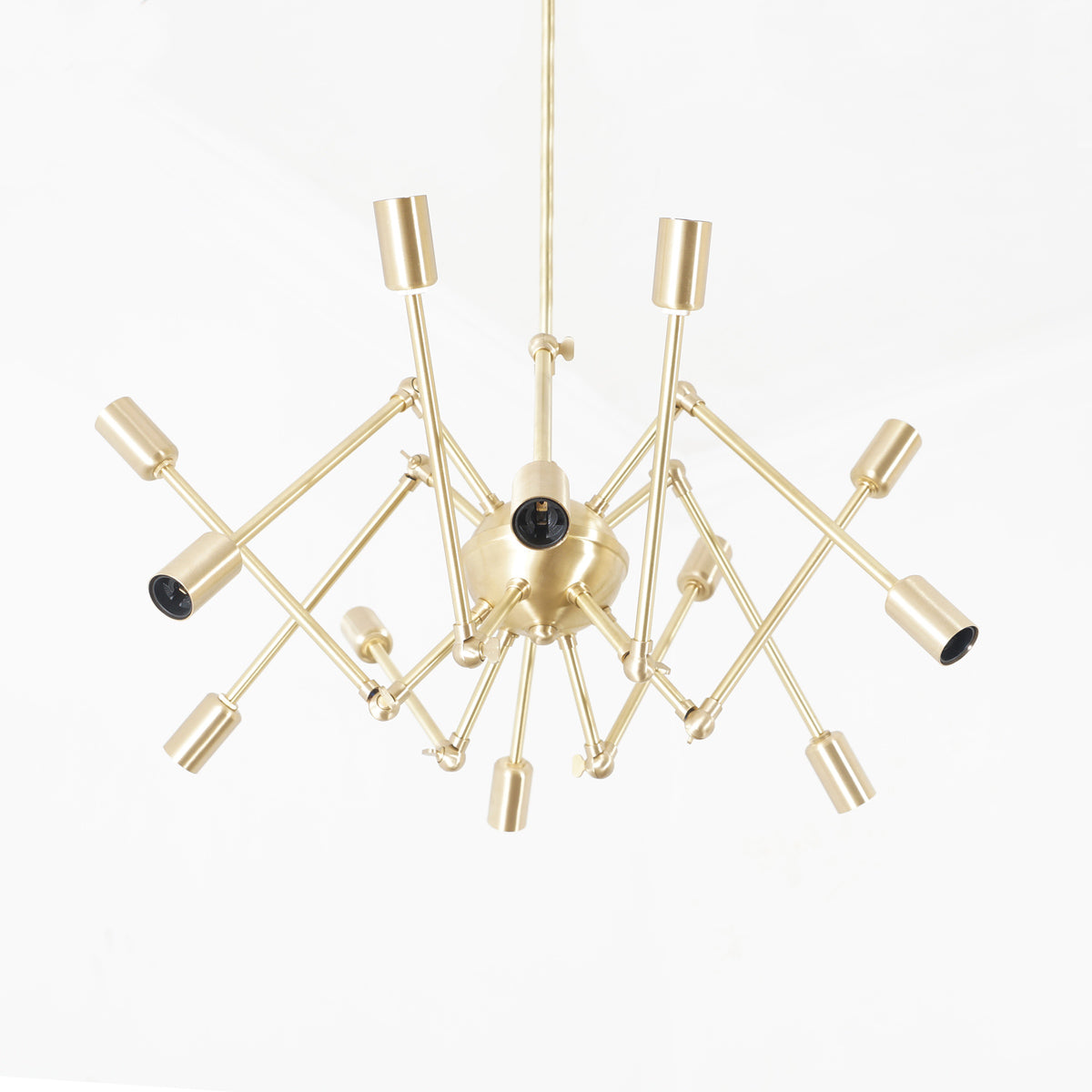 Modern Brass 12 Swivel Arm Sputnik Chandelier Light Fixture - Doozie Light Studio