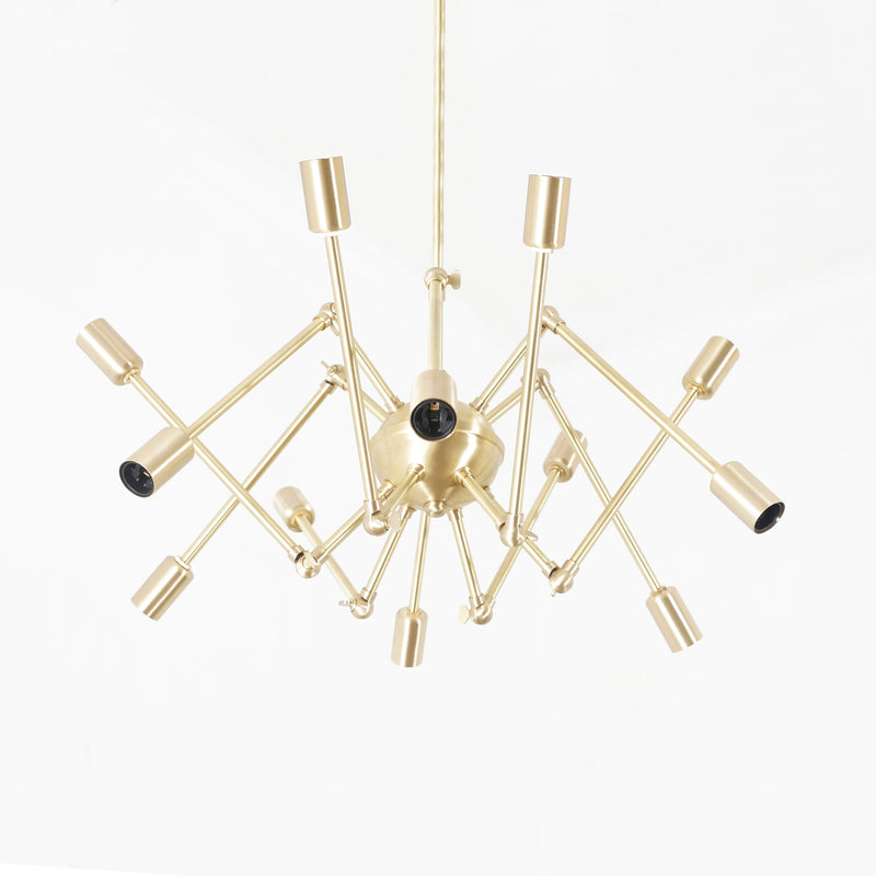 Modern Brass 12 Swivel Arm Sputnik Chandelier Light Fixture
