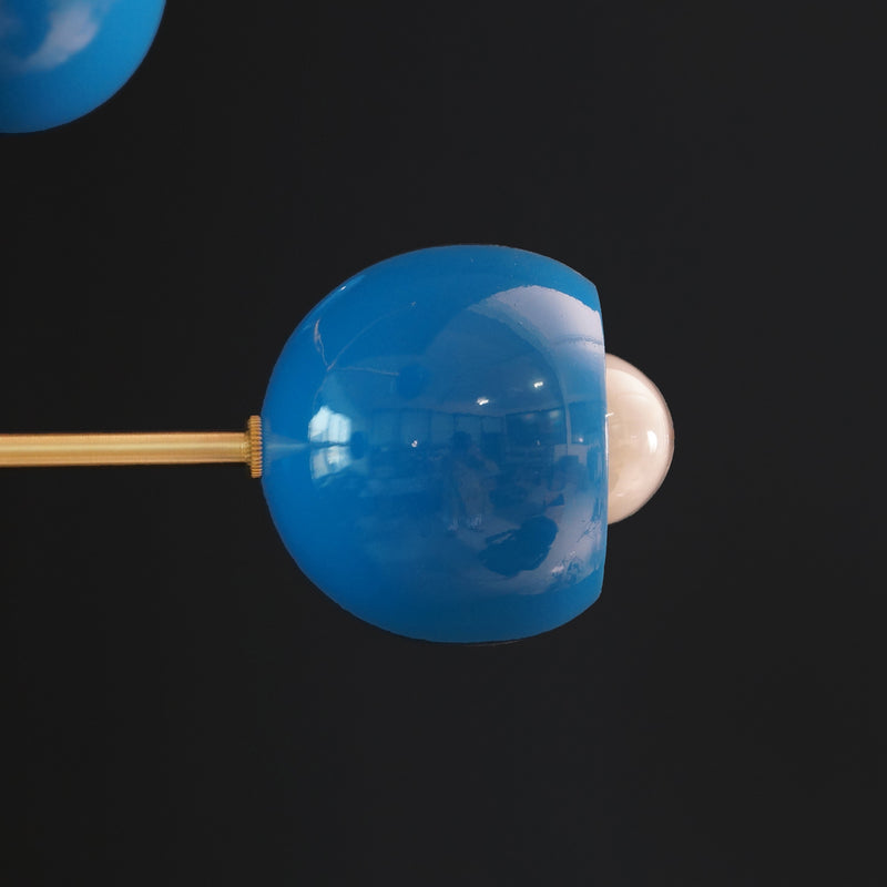 3 Light Blue Ball Sputnik Chandelier Light Fixture
