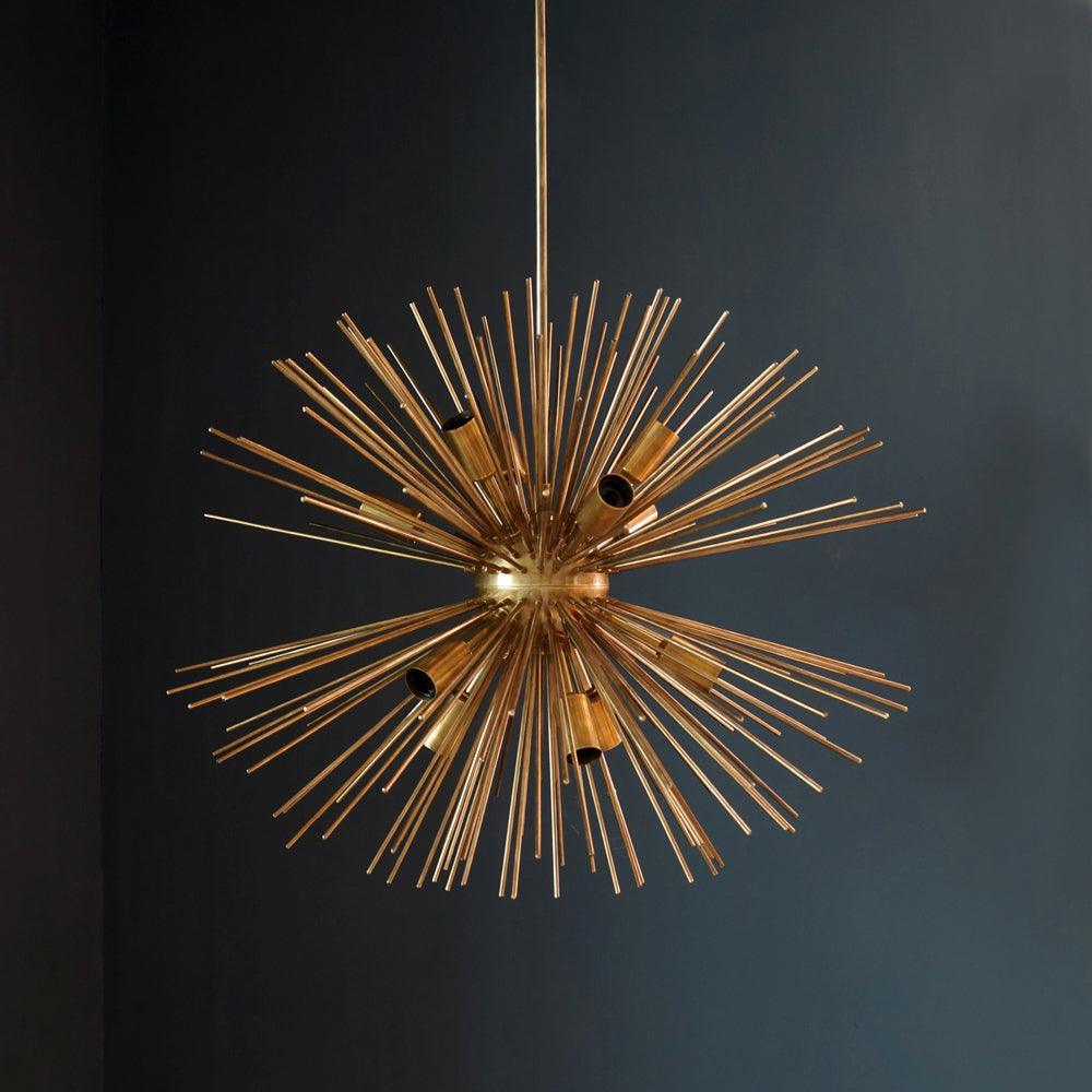 Modern Brass Sputnik Urchin Chandelier Light Fixture - Doozie Light Studio