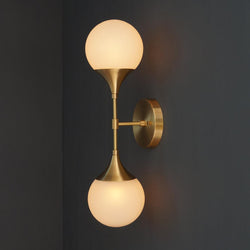 Modern Brass 2 Lights Armed Glass Globes Wall Sconce - Doozie Light Studio