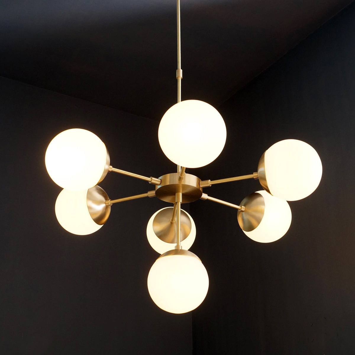 Modern Brass 7 Lights Globe Chandelier Light Fixture - Doozie Light Studio