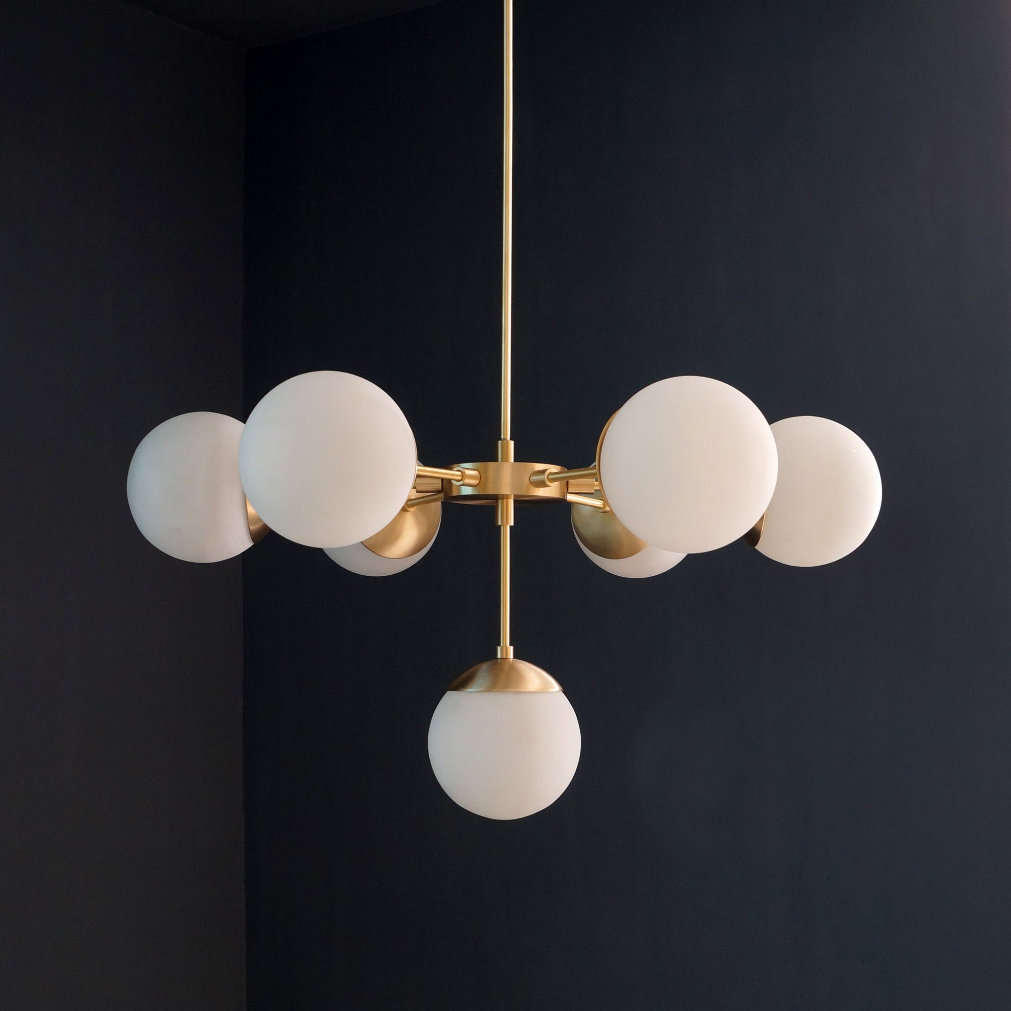Modern Brass 7 Lights Globe Chandelier Light Fixture - Doozie Light Studio