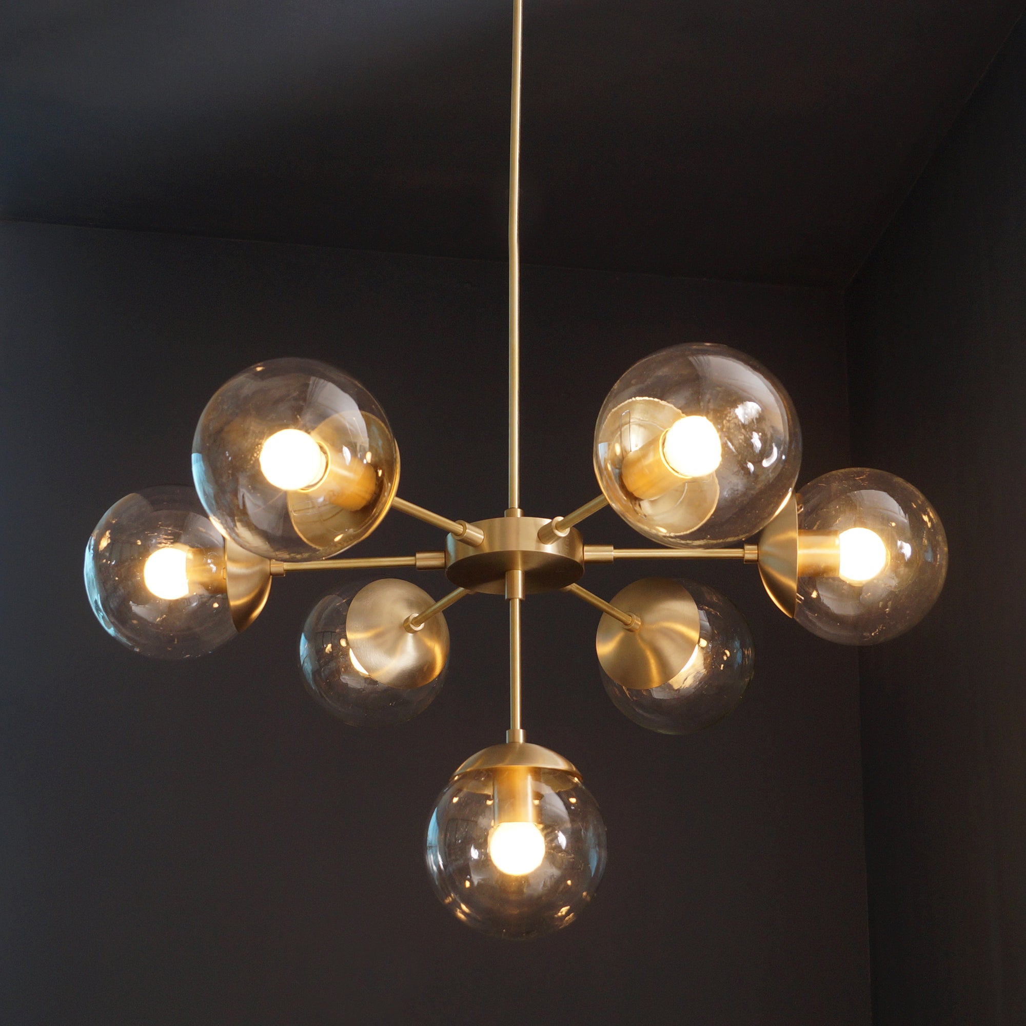 Modern Brass 7 Lights Globe Chandelier Light Fixture - Doozie Light Studio