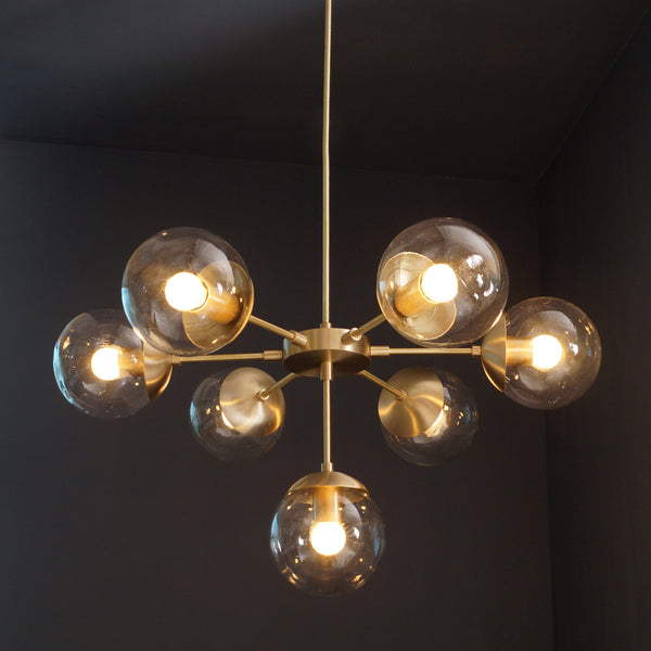 Modern Brass 7 Lights Globe Chandelier Light Fixture