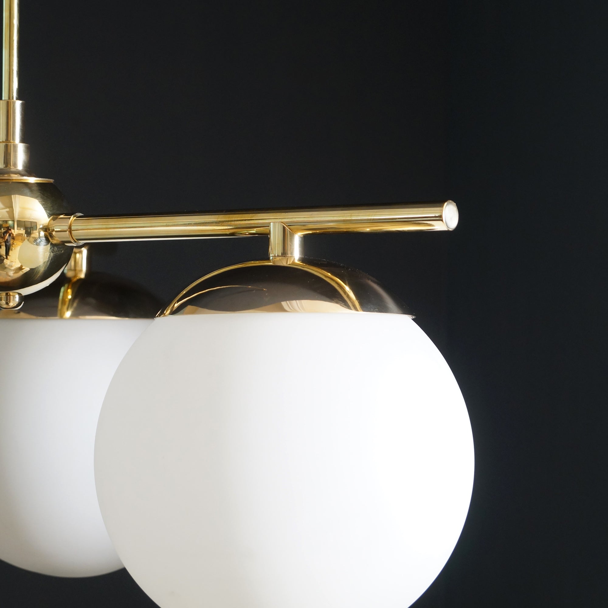 Modern Brass 3 Glass Sphere Globe Chandelier 34"D - Doozie Light Studio