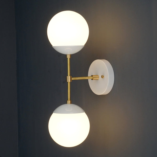 Modern Brass 2 Lights Armed Glass Globes Wall Sconce