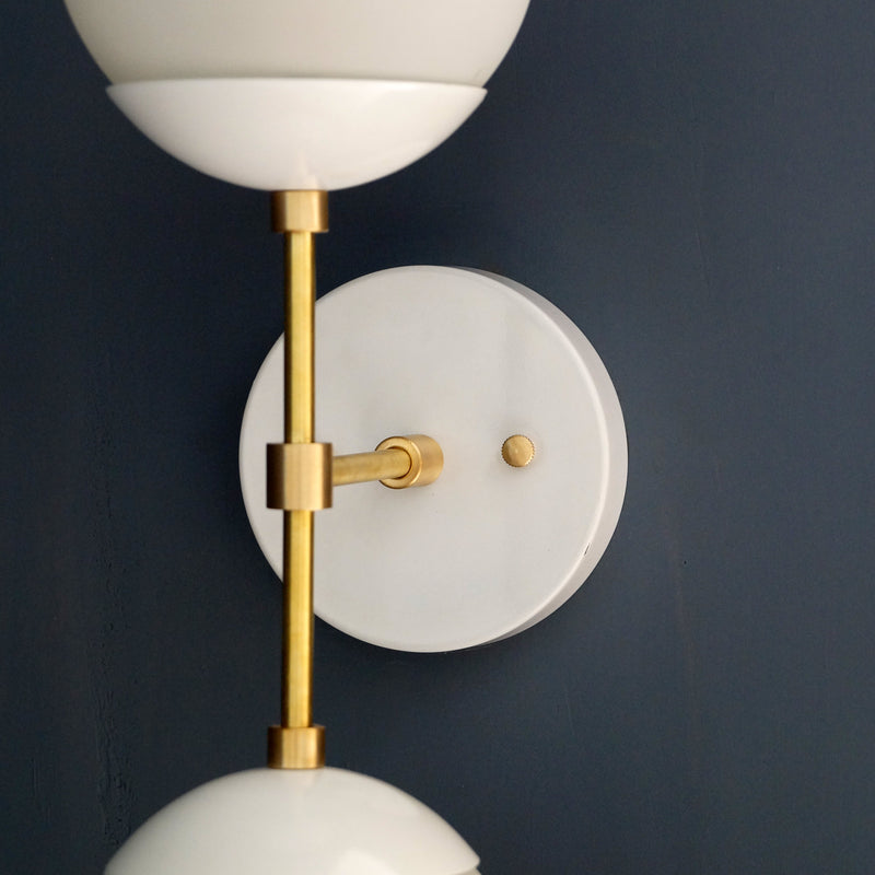 Modern Brass 2 Lights Armed Glass Globes Wall Sconce