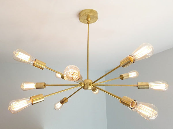Modern Brass 12 Lights Sputnik Chandelier - 28"D