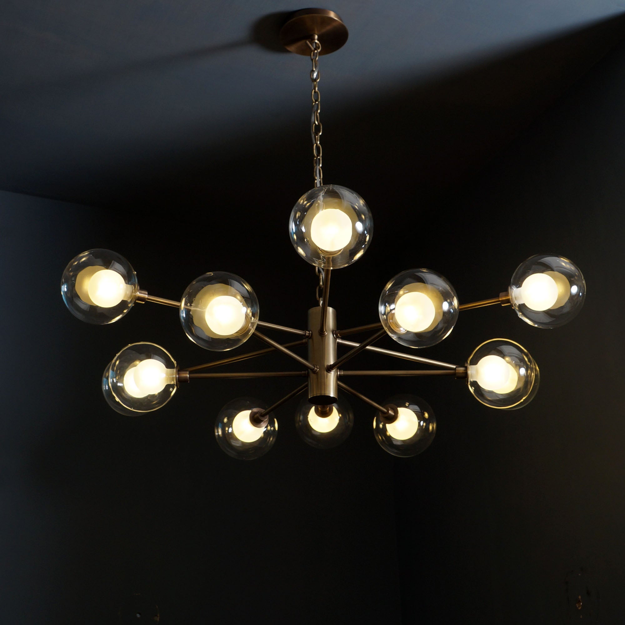 Karrington 12 Light Modern Brass Sputnik Chandelier Fixture - Doozie Light Studio