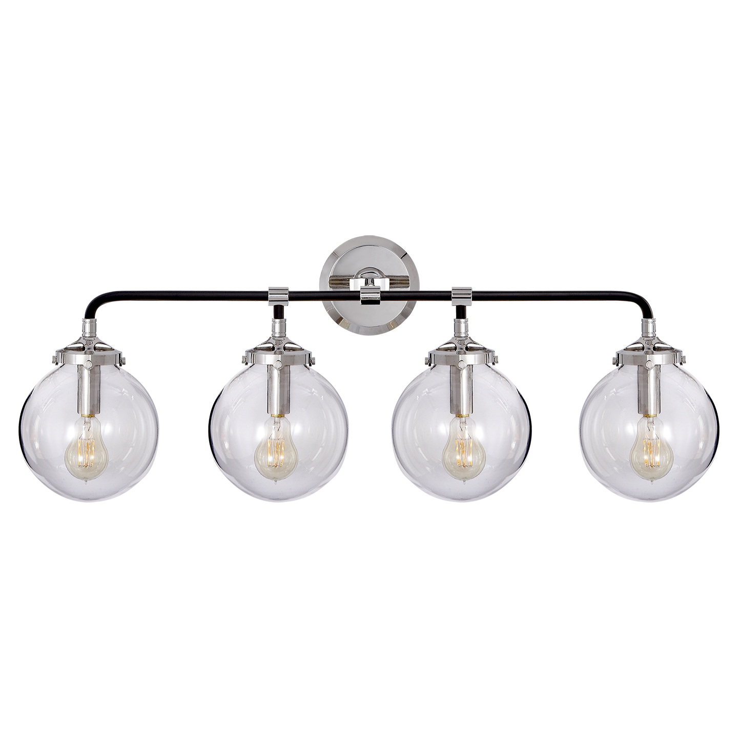 Modern Brass 4 Light Glass Globe Wall Sconce - Doozie Light Studio