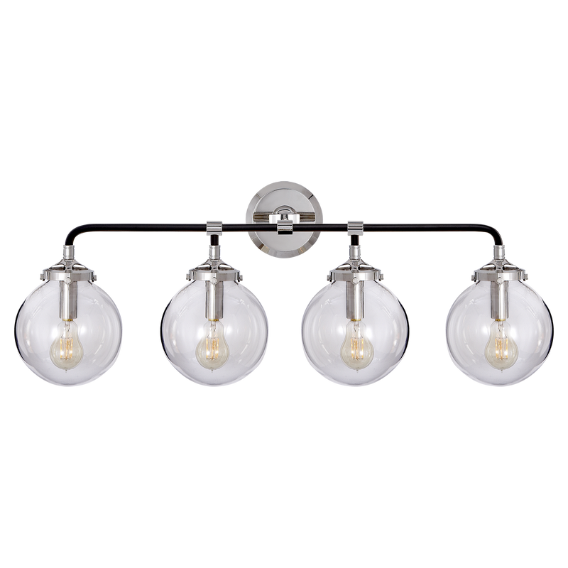 Modern Brass 4 Light Glass Globe Wall Sconce