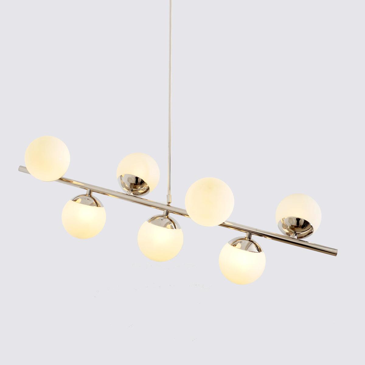Sphere + Stem 7-Light Brass Chandelier + Semi-Flushmount - Doozie Light Studio
