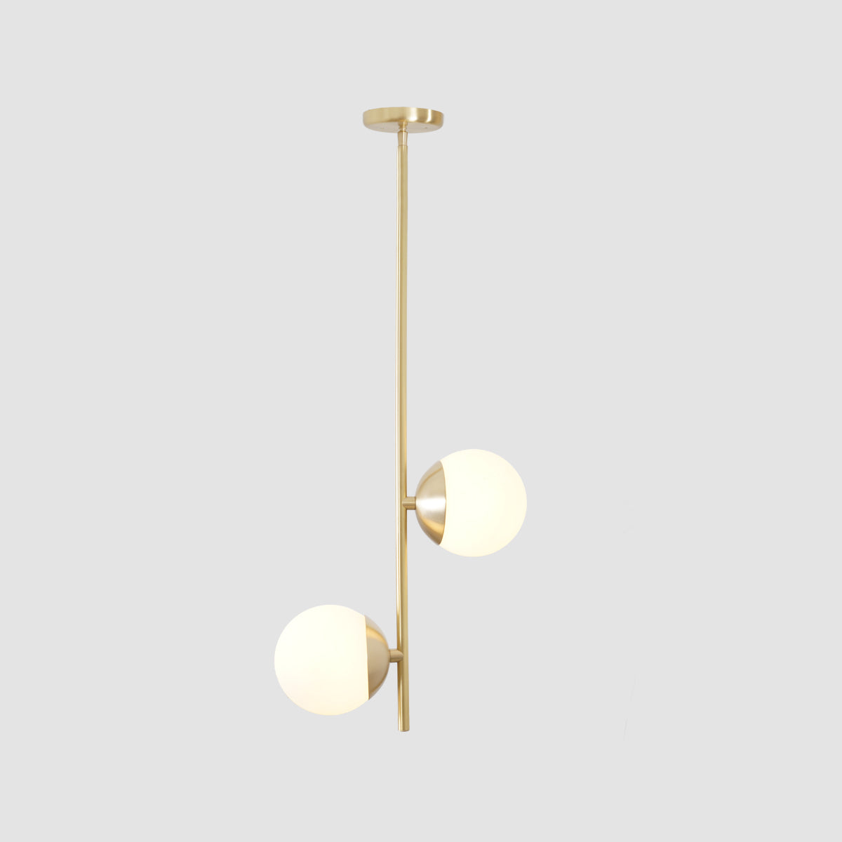 2 Globes Modern Brass Stem Pendant Chandelier Light Fixture - Doozie Light Studio