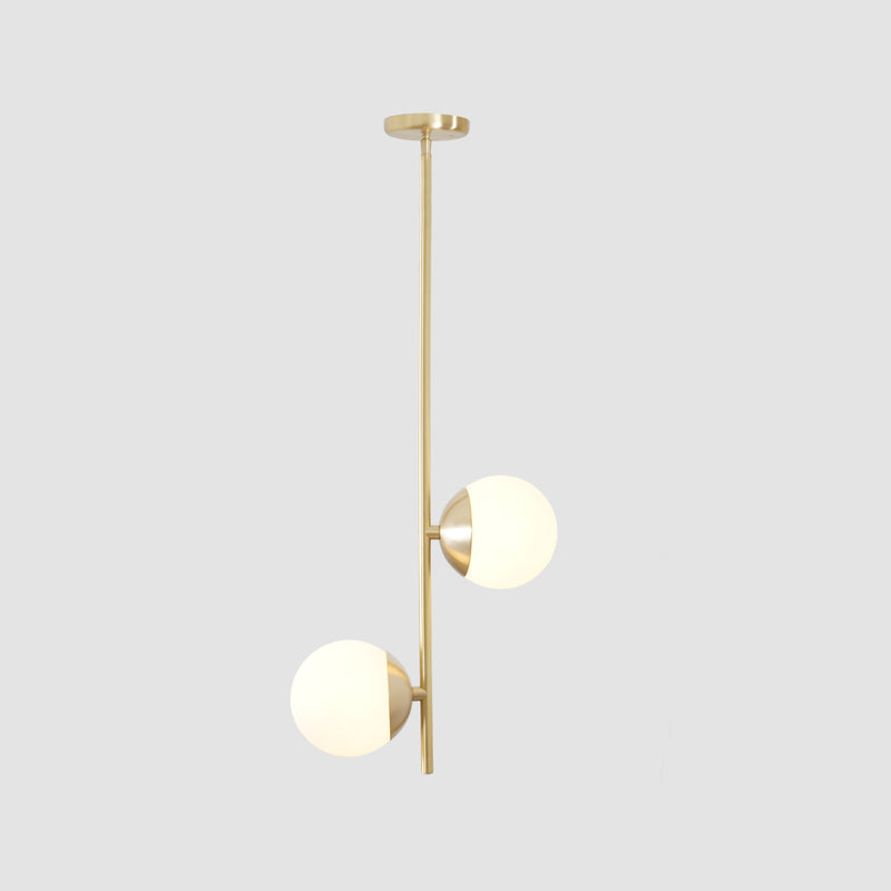 2 Globes Modern Brass Stem Pendant Chandelier Light Fixture