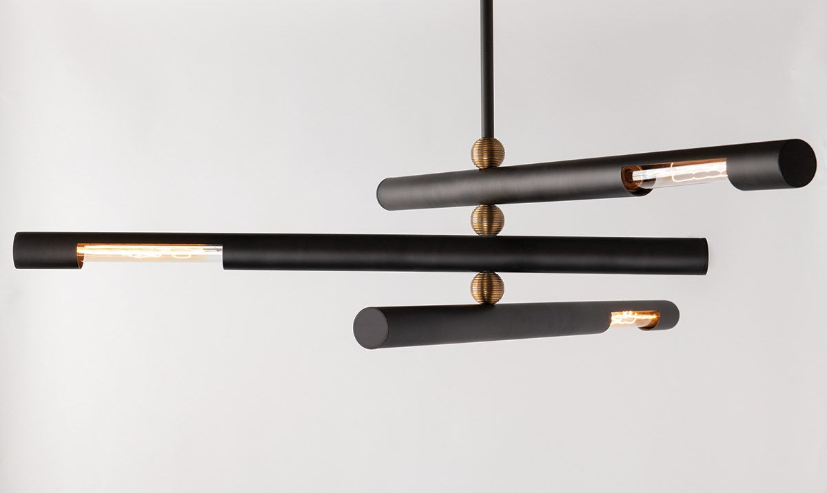 Copy of Hendrix 3-Light Sputnik Chandelier - Black Brass - Doozie Light Studio