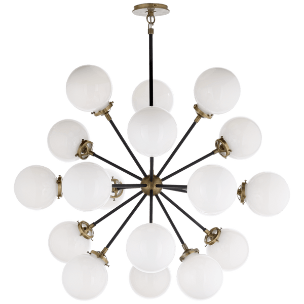 Modern Brass Round Bistro Globe Chandelier - 12 Light Chandelier - Doozie Light Studio
