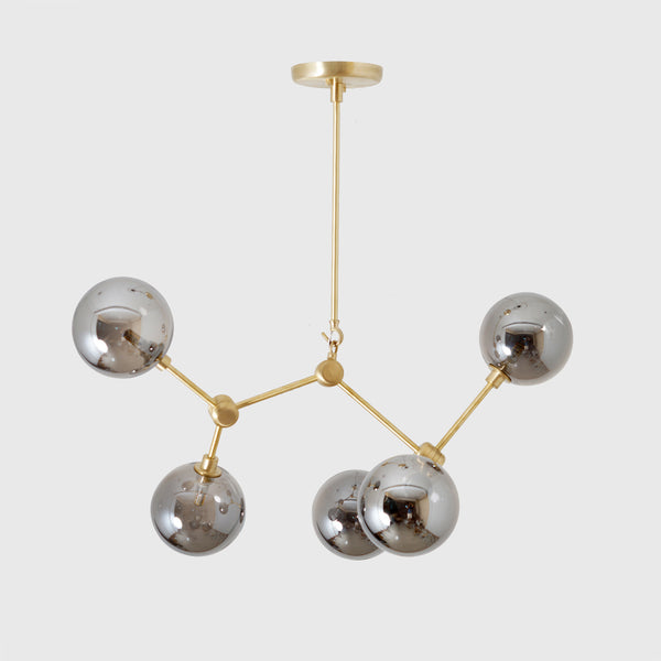 Murano Mercury Glass Globe Branch Chandelier Light Fixture
