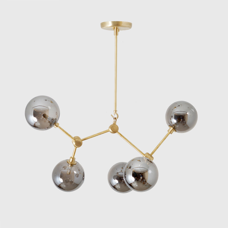 Murano Mercury Glass Globe Branch Chandelier Light Fixture