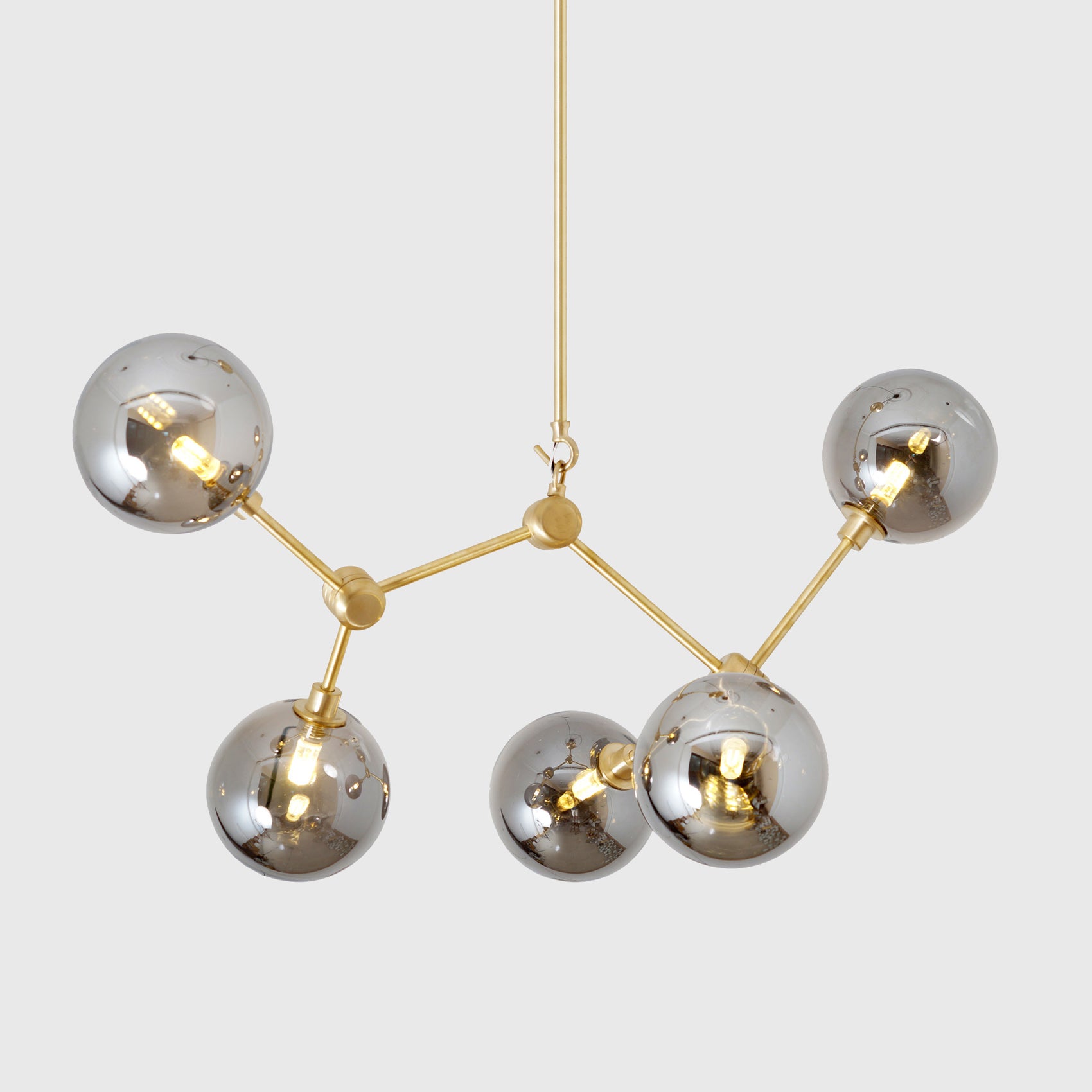 Murano Mercury Glass Globe Branch Chandelier Light Fixture - Doozie Light Studio