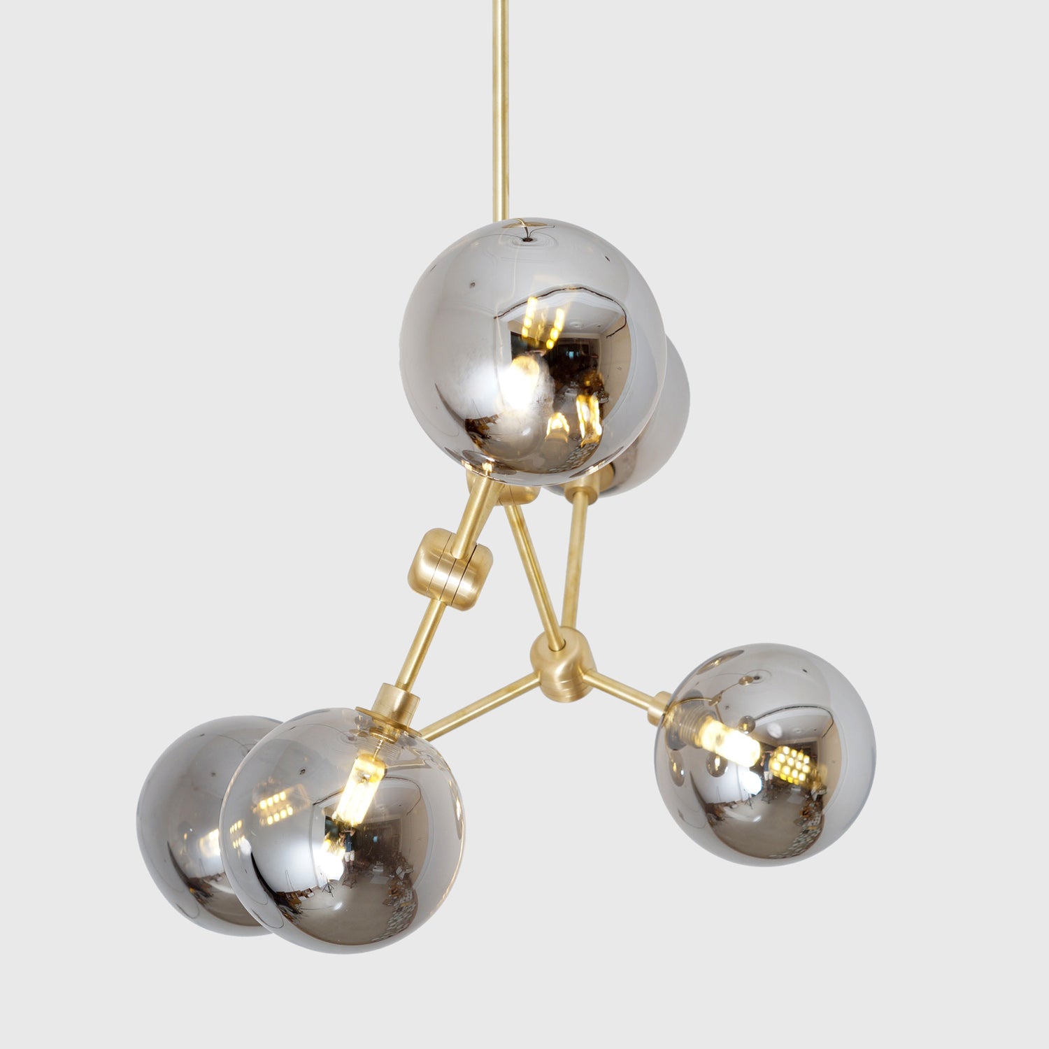 Murano Mercury Glass Globe Branch Chandelier Light Fixture - Doozie Light Studio