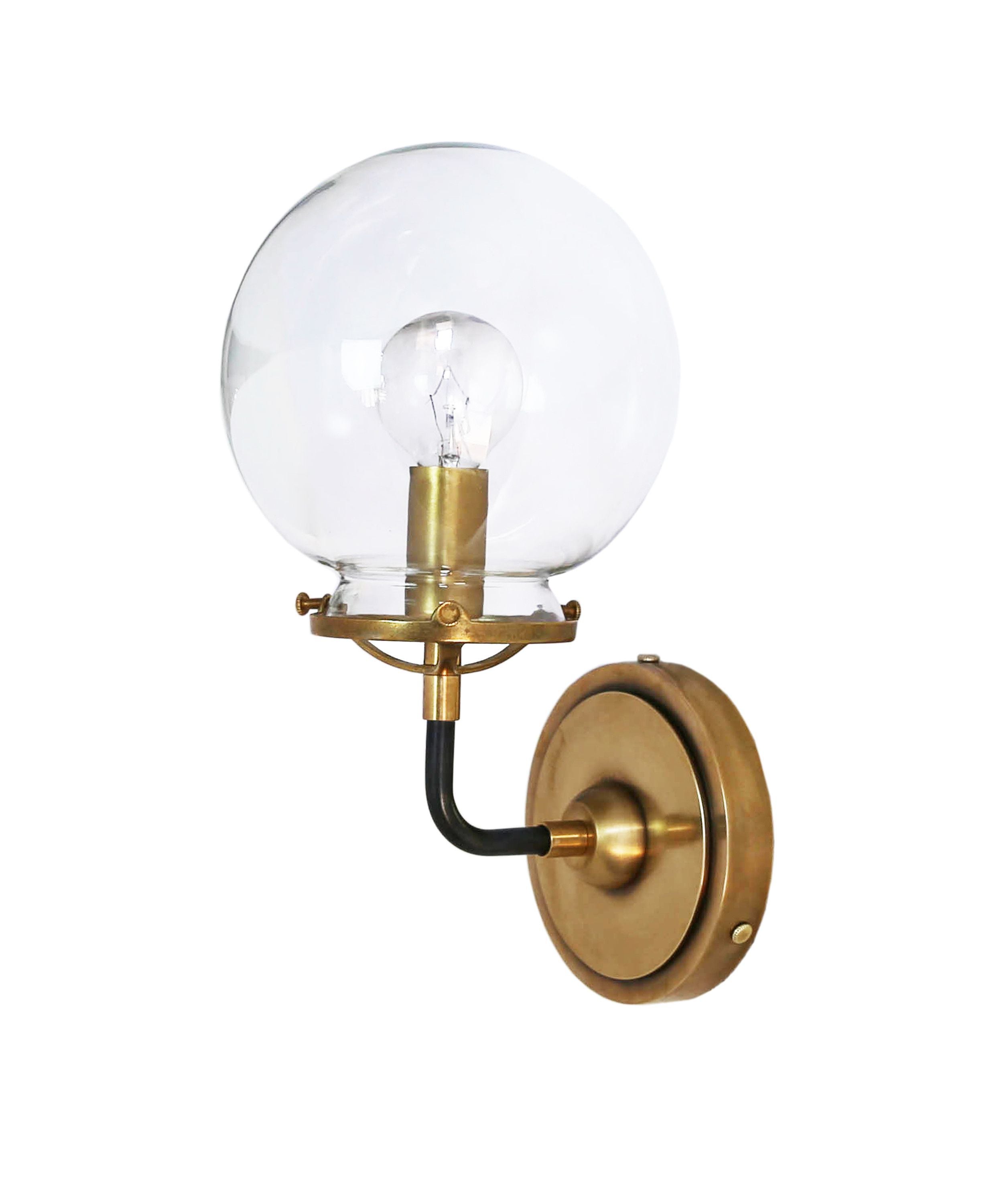 Mid Century Style Modern Brass Globe Wall Sconce - Doozie Light Studio