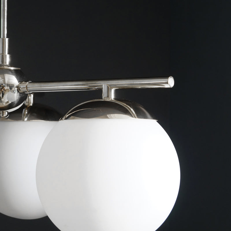 Modern Brass 3 Glass Sphere Globe Chandelier 34"D
