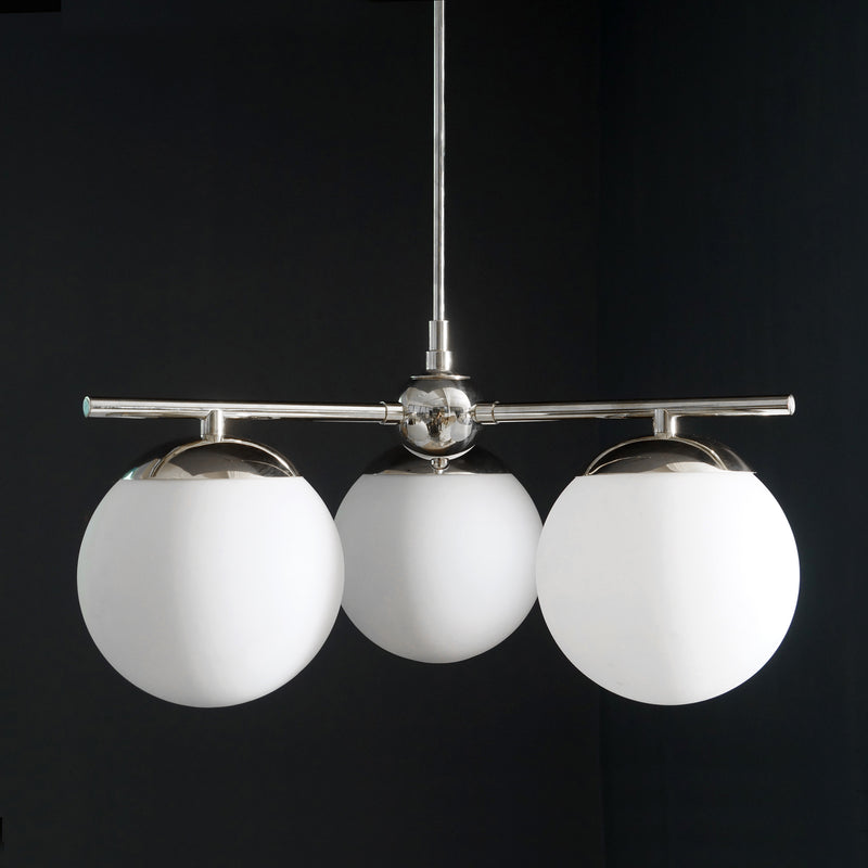 Modern Brass 3 Glass Sphere Globe Chandelier 34"D