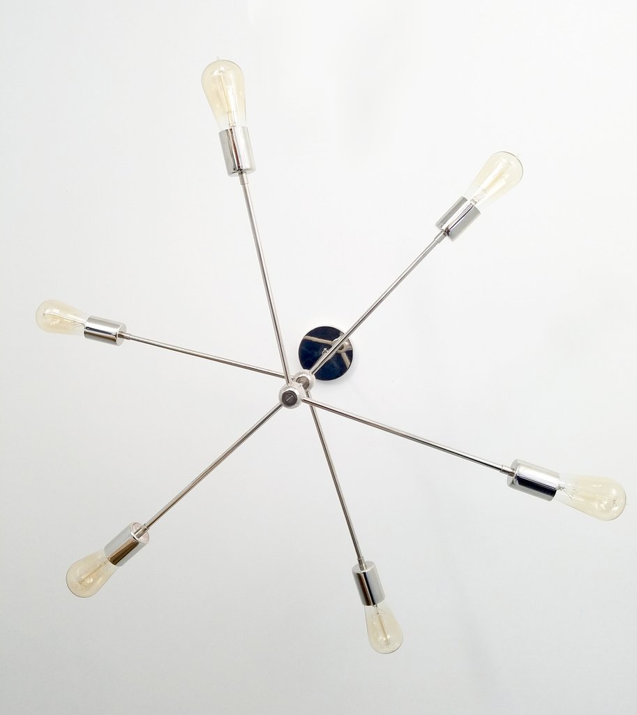 Double Layers 6 Light Modern Brass Sputnik Chandelier - Doozie Light Studio