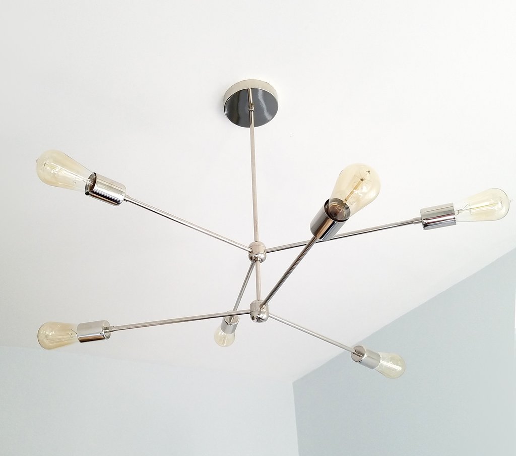 Double Layers 6 Light Modern Brass Sputnik Chandelier - Doozie Light Studio