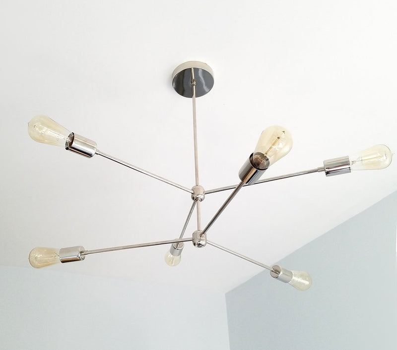 Double Layers 6 Light Modern Brass Sputnik Chandelier