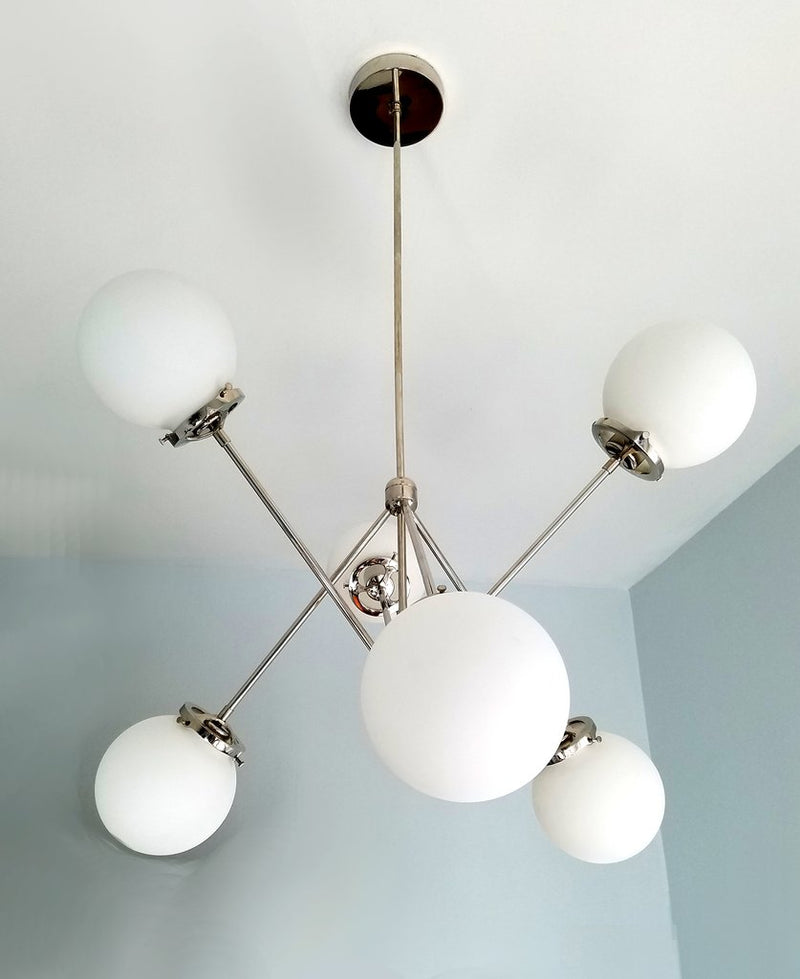 Modern 6 Globes Brass Chandelier Fixture