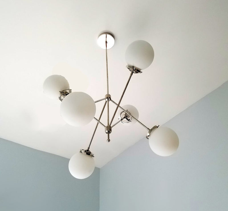 Modern 6 Globes Brass Chandelier Fixture