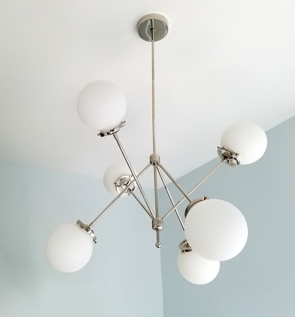 Modern 6 Globes Brass Chandelier Fixture - Doozie Light Studio