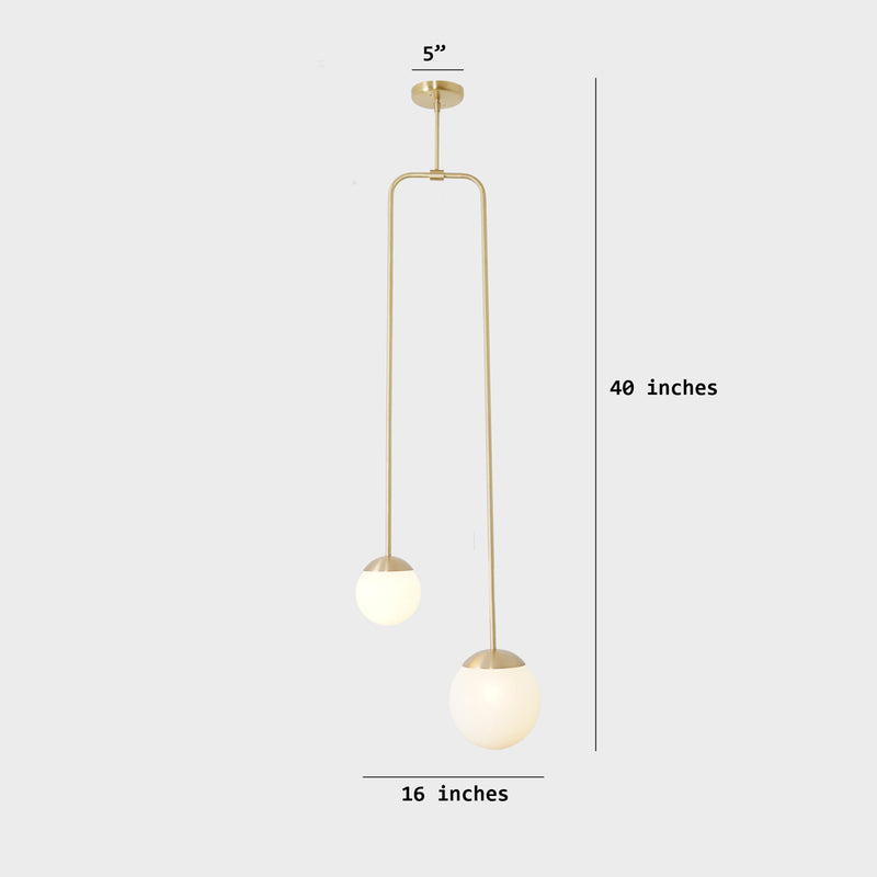 Double Globes Modern Brass Stem Pendant Chandelier Light Fixture