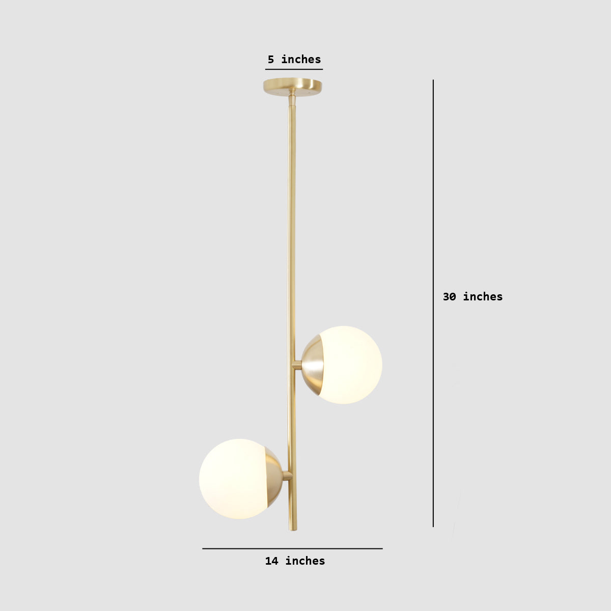 2 Globes Modern Brass Stem Pendant Chandelier Light Fixture - Doozie Light Studio