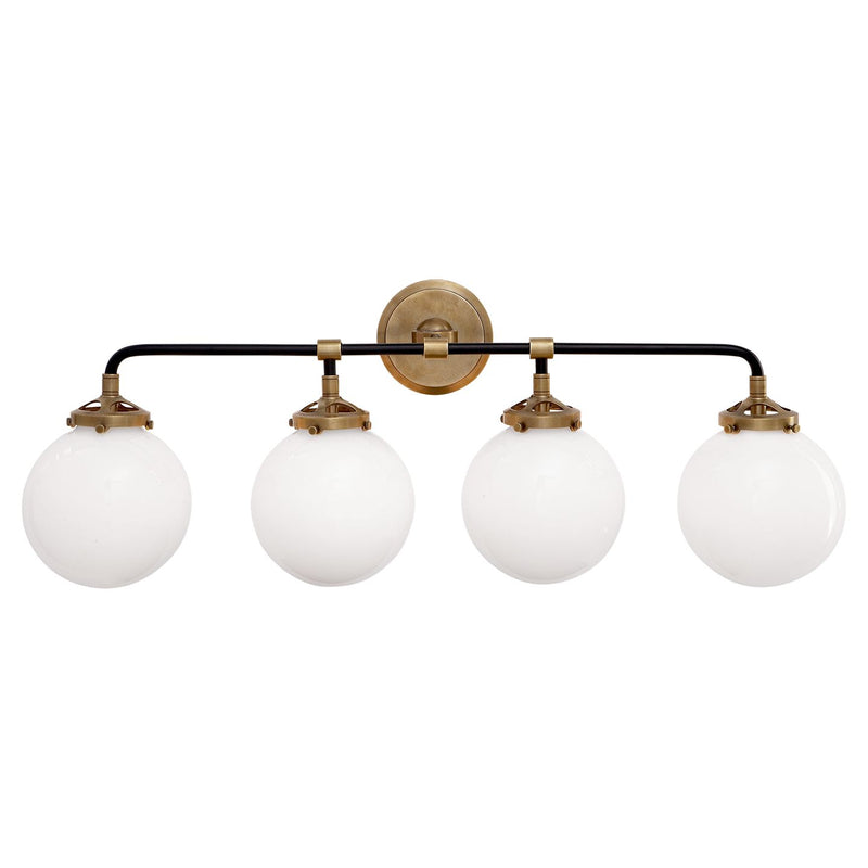 Modern Brass 4 Light Glass Globe Wall Sconce