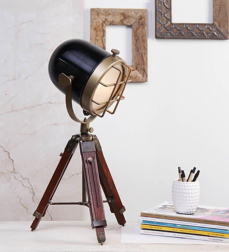 Brass Finish Rustic Tripod Table Lamp - Doozie Light Studio