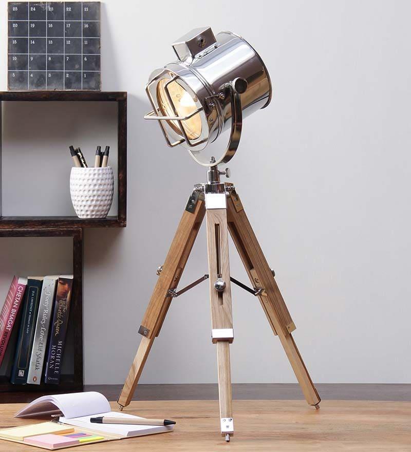 Nickel Finish Modern Tripod Table Lamp - Doozie Light Studio