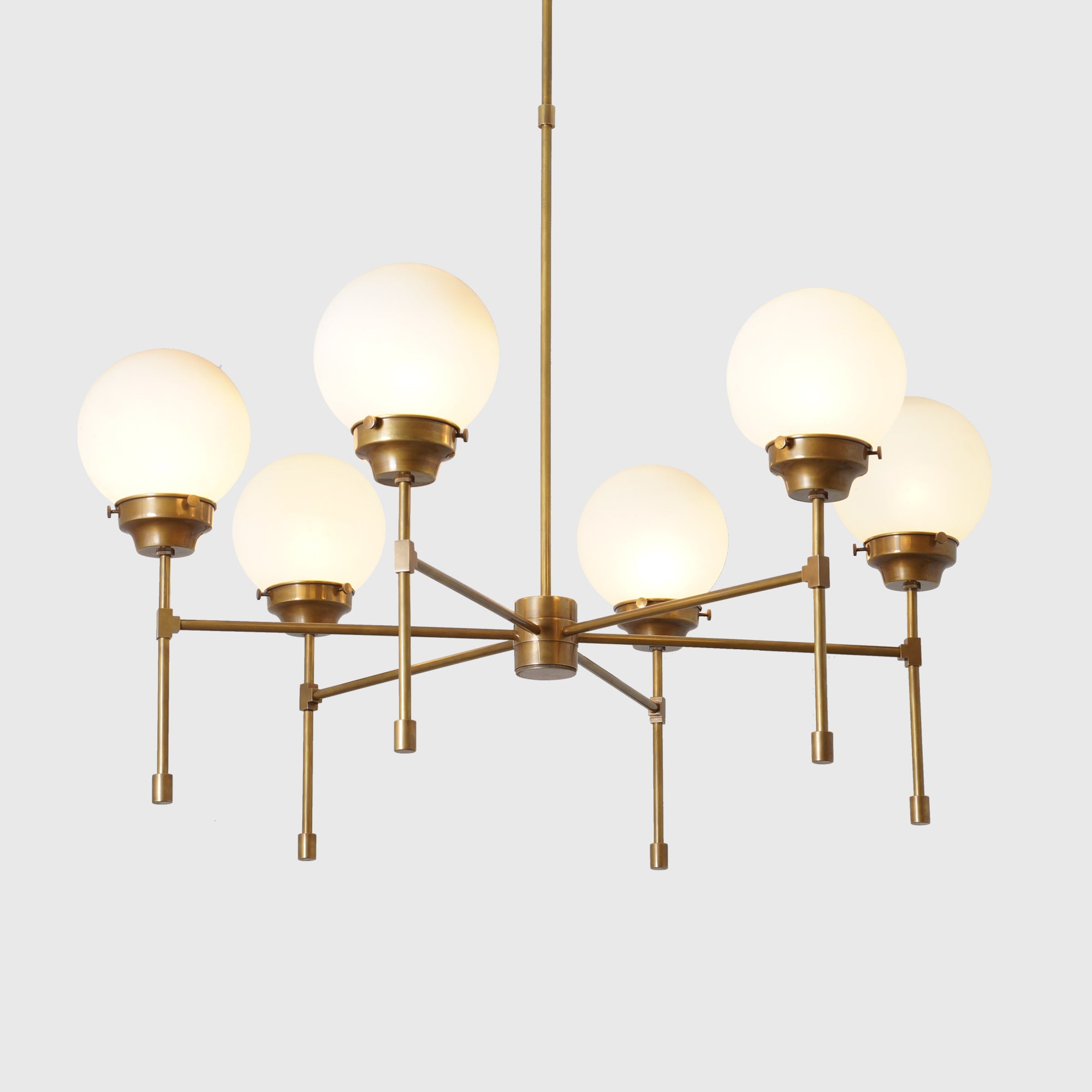 Heritage Brass 6 Ribbed Globes Osborne Chandelier Light Fixture - Doozie Light Studio