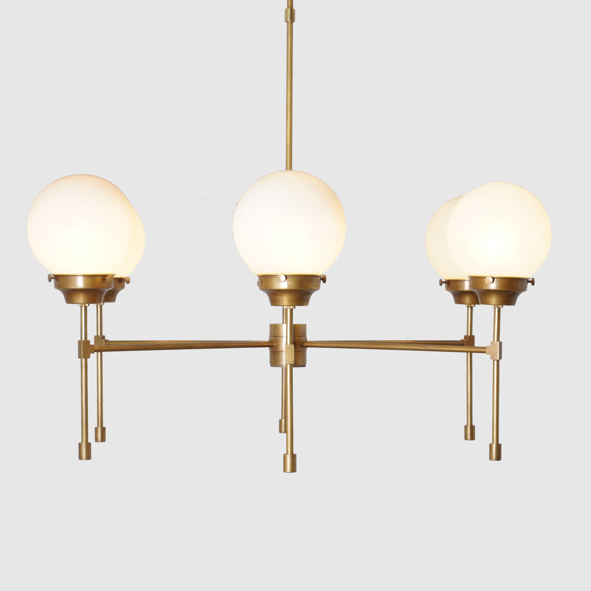 Heritage Brass 6 Ribbed Globes Osborne Chandelier Light Fixture - Doozie Light Studio