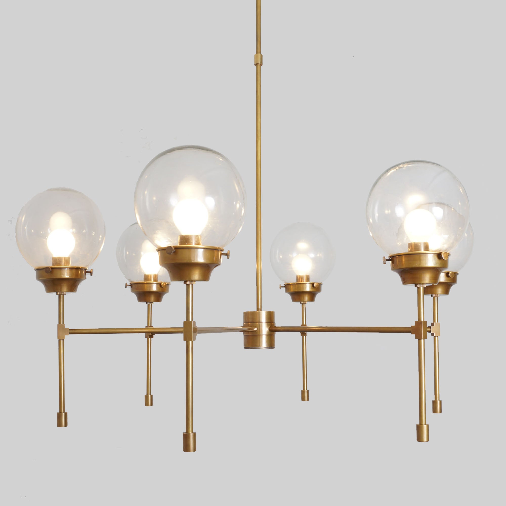 Heritage Brass 6 Ribbed Globes Osborne Chandelier Light Fixture - Doozie Light Studio