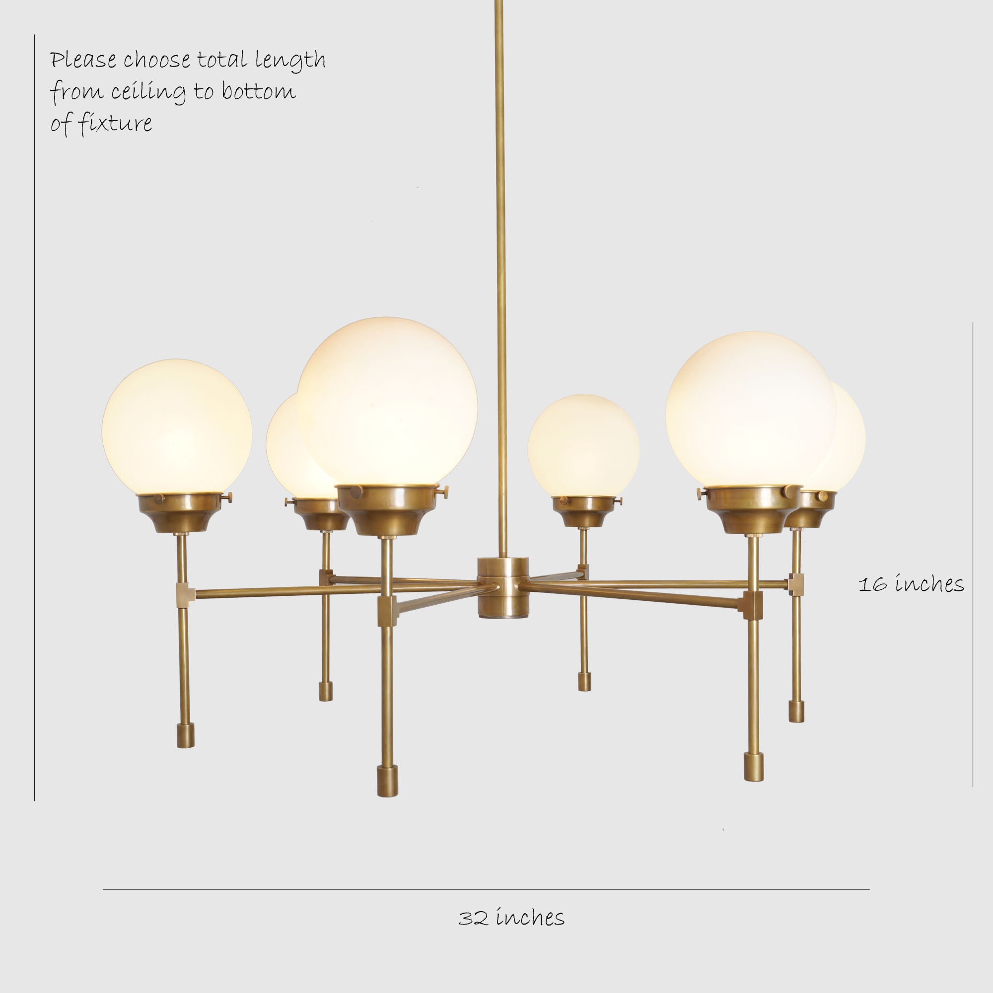 Heritage Brass 6 Ribbed Globes Osborne Chandelier Light Fixture - Doozie Light Studio