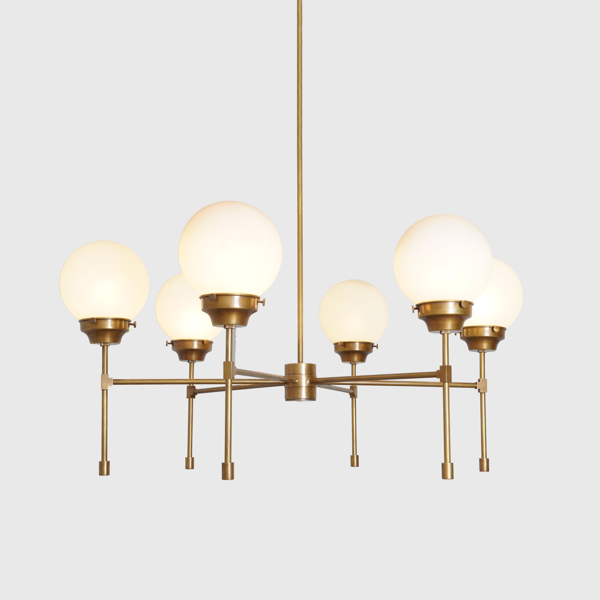Heritage Brass 6 Ribbed Globes Osborne Chandelier Light Fixture - Doozie Light Studio