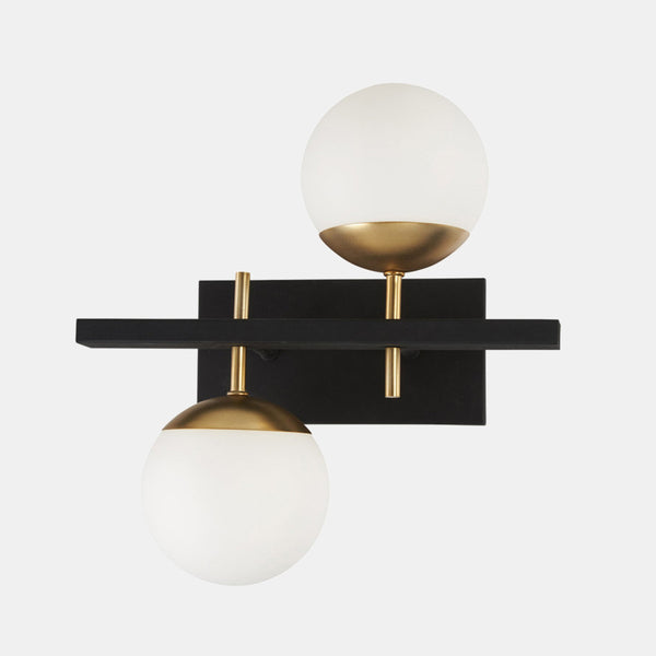 Modern Brass Double Globe Wall Sconce - Doozie Light Studio