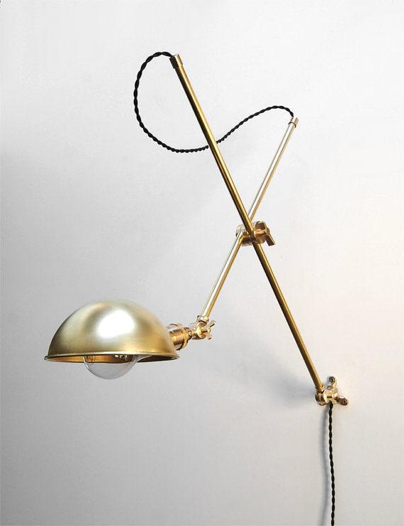 Large Modern Brass Adjustable Articulating Wall Lamp - Doozie Light Studio