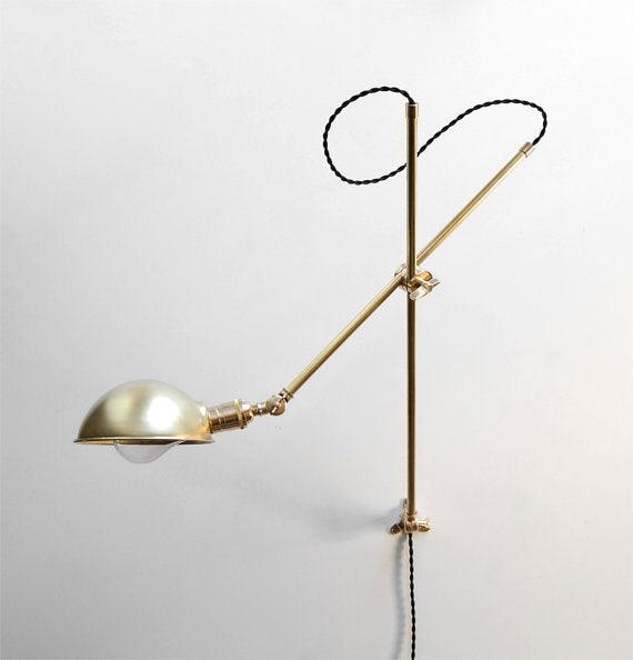 Large Modern Brass Adjustable Articulating Wall Lamp - Doozie Light Studio